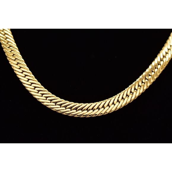 Givenchy Vintage Herringbone Chain Necklace Gold Chunky 25" Unisex Signed 80s 9J - Picture 1 of 12